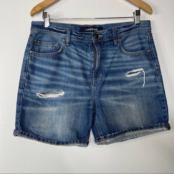 Lands’ End Distressed Jean Shorts Size 12 - Picture 1 of 5